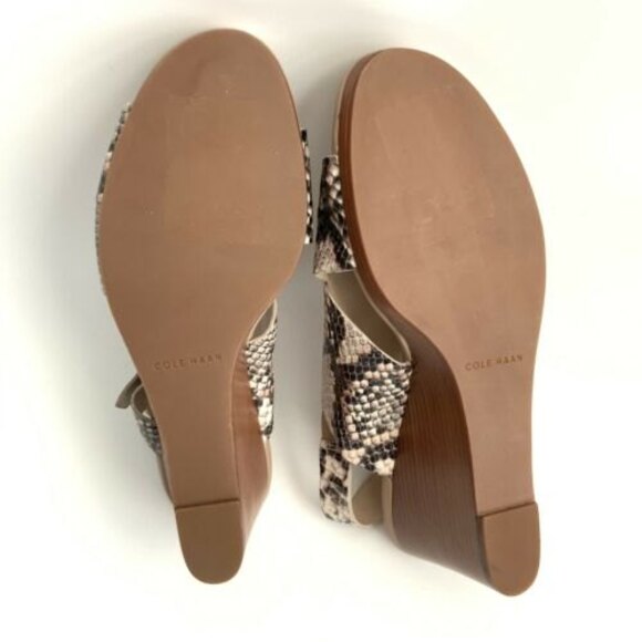 Cole Haan Sandals Women Size 8.5B Python Embossed Leather Open-toe Sling-back - Picture 9 of 11